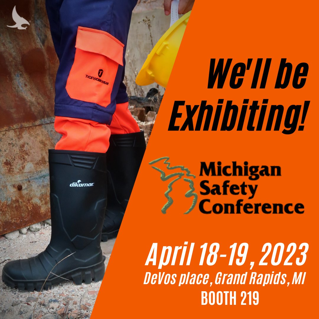 DikamarC's tweet photo. Dikamar Corp is thrilled to announce that we will be exhibiting at Michigan Safety Conference on April 18-19.

Save the date and join us at Booth 219 to witness our latest products and protective solutions.

#MichiganSafetyConference #ProtectiveFootwear #dikamar #dikamarboots https://t.co/Elar6y2YNM