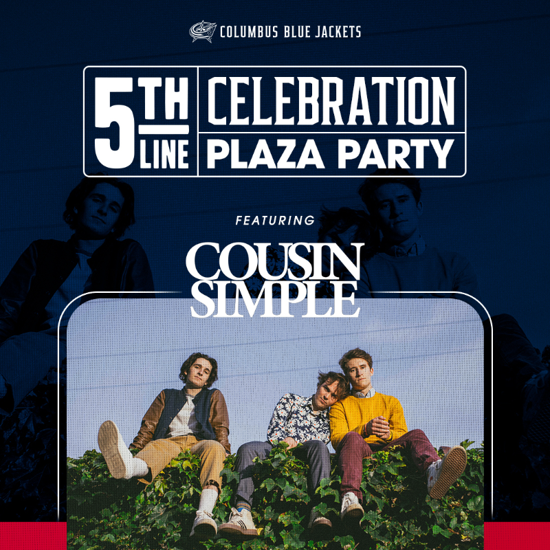 BlueJacketsNHL's tweet photo. #5thLine, we're celebrating YOU 🙌

Catch @cousinsimple_ at the #5thLine Celebration Plaza Party ahead of Saturday's game against the New York Rangers!