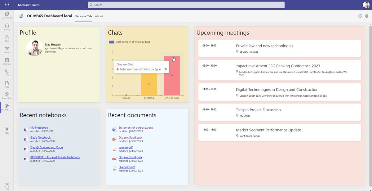 Team Toolkit 5.0 pre-release is amazing. I was able to use my existing Azure resources as well as plug in my own Ngrok. Thanks to @aycabs for sharing the sample dashboard. Below is a screenshot of the dashboard I have created.#TeamsToolkit #MicrosoftTeams #Microsoft365dev