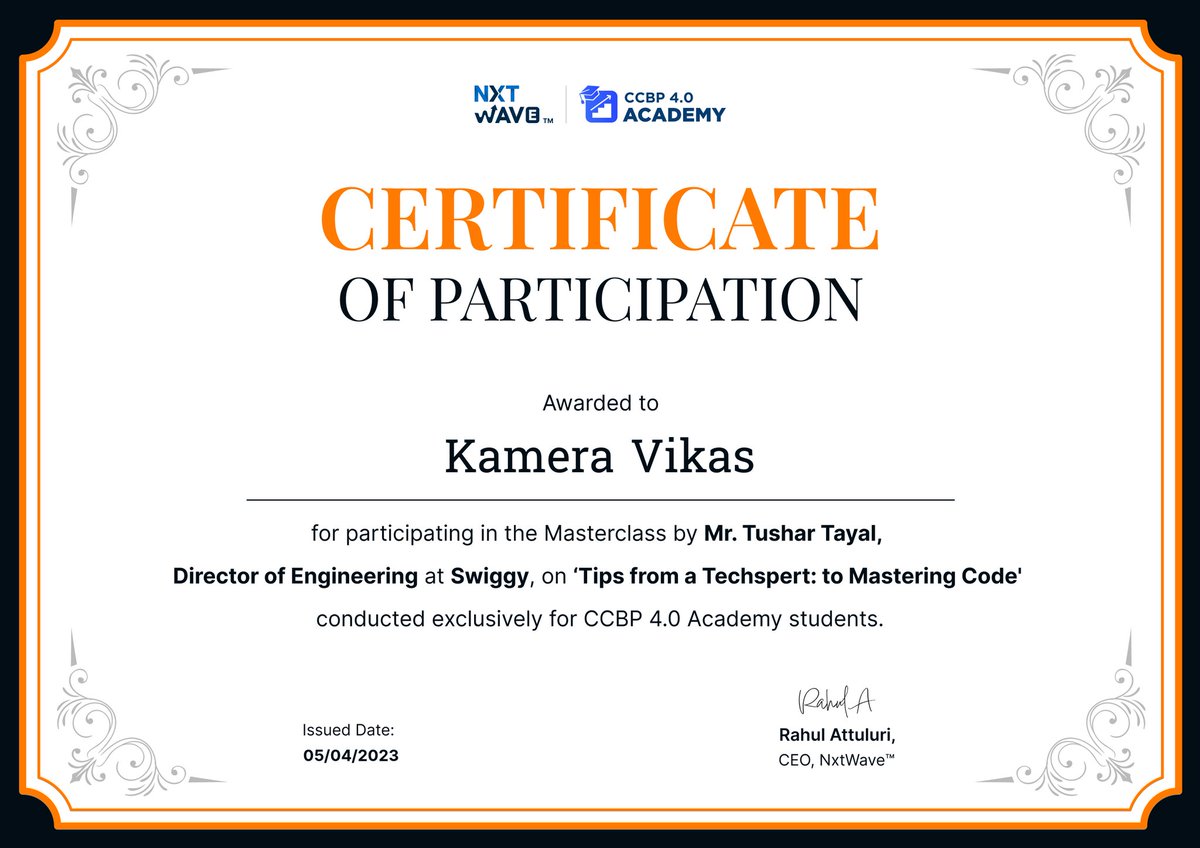 kameravikas's tweet photo. I recently had the privilege of participating in the #Masterclass by Mr. Tushar Tayal, sir Director of Engineering at @Swiggy, on Tips from a #Techspert:to Mastering Code. It was an incredible opportunity to learn from an #IndustryExpert and gain insights. https://t.co/7po5ywQeI5