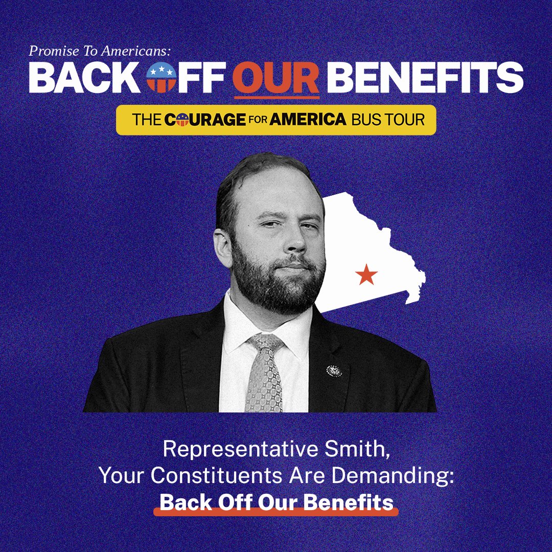 Courage4America's tweet photo. 🚌 Stop 5: @RepJasonSmith, we've arrived in your district with #MO08 constituents to call on you to do what's right and protect our hard-earned benefits like Social Security and Medicare! #BackOffOurBenefits https://t.co/zG6msViXUM