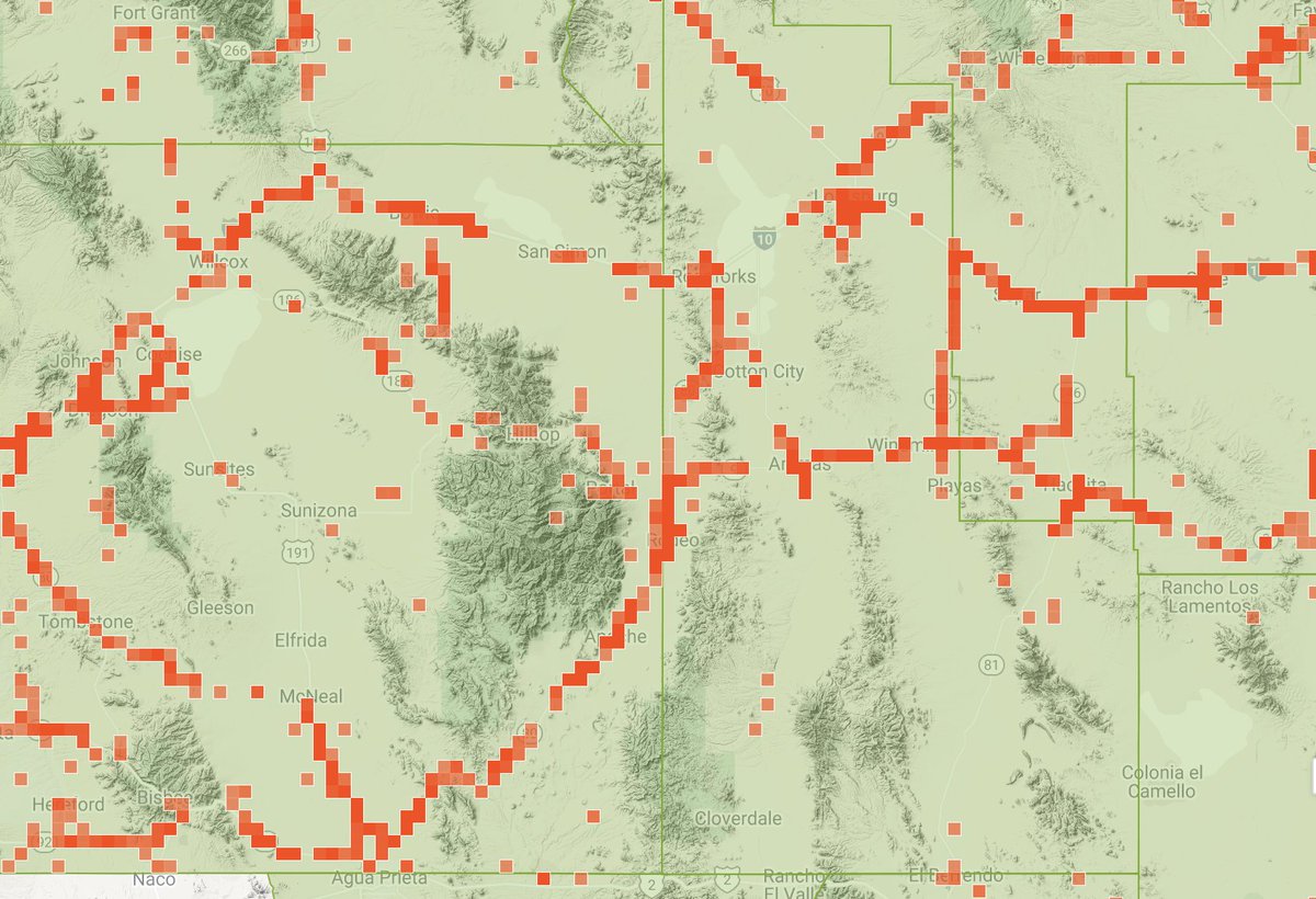 this map of soaptree yucca observations on inaturalist is an absolutely beautiful example of sampling bias (inaturalist.org/taxa/170387-Yu…)