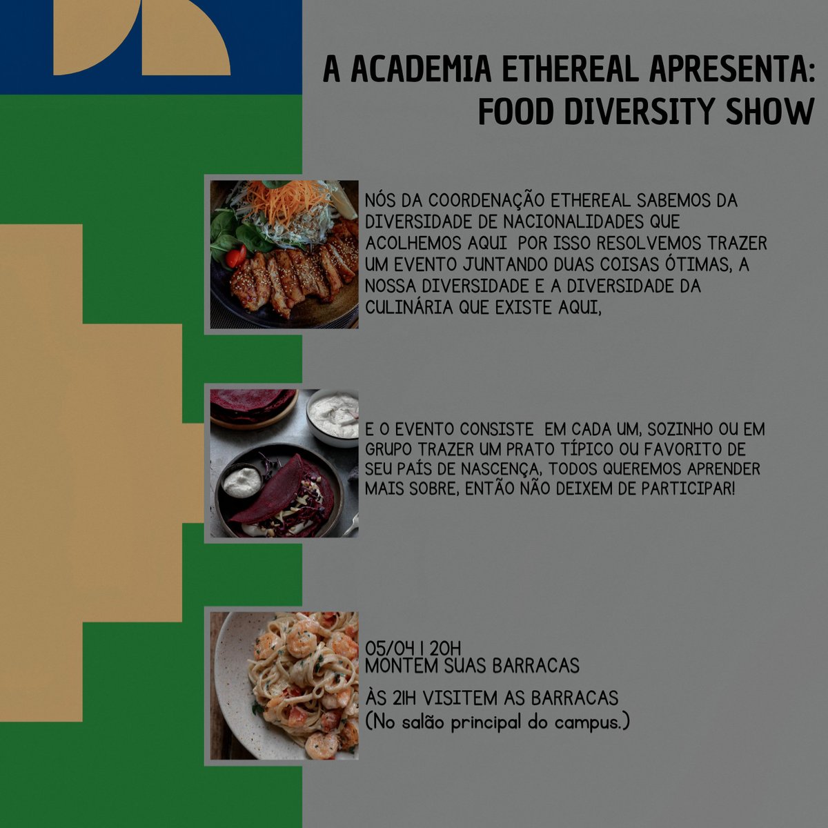 ACETRPG's tweet image. ᅟ
ᅟᅟᅟᅟᅟ       ✧ ⸺ 𝐍𝐄𝐖𝐒.

Olá, boa tarde a todos os membros da Ethereal! é com prazer que trazemos o "Food Diversity Show" que tem como intuito aprendermos mais sobre a cultura um do outro. Tragam seus pratos e façam bom proveito!