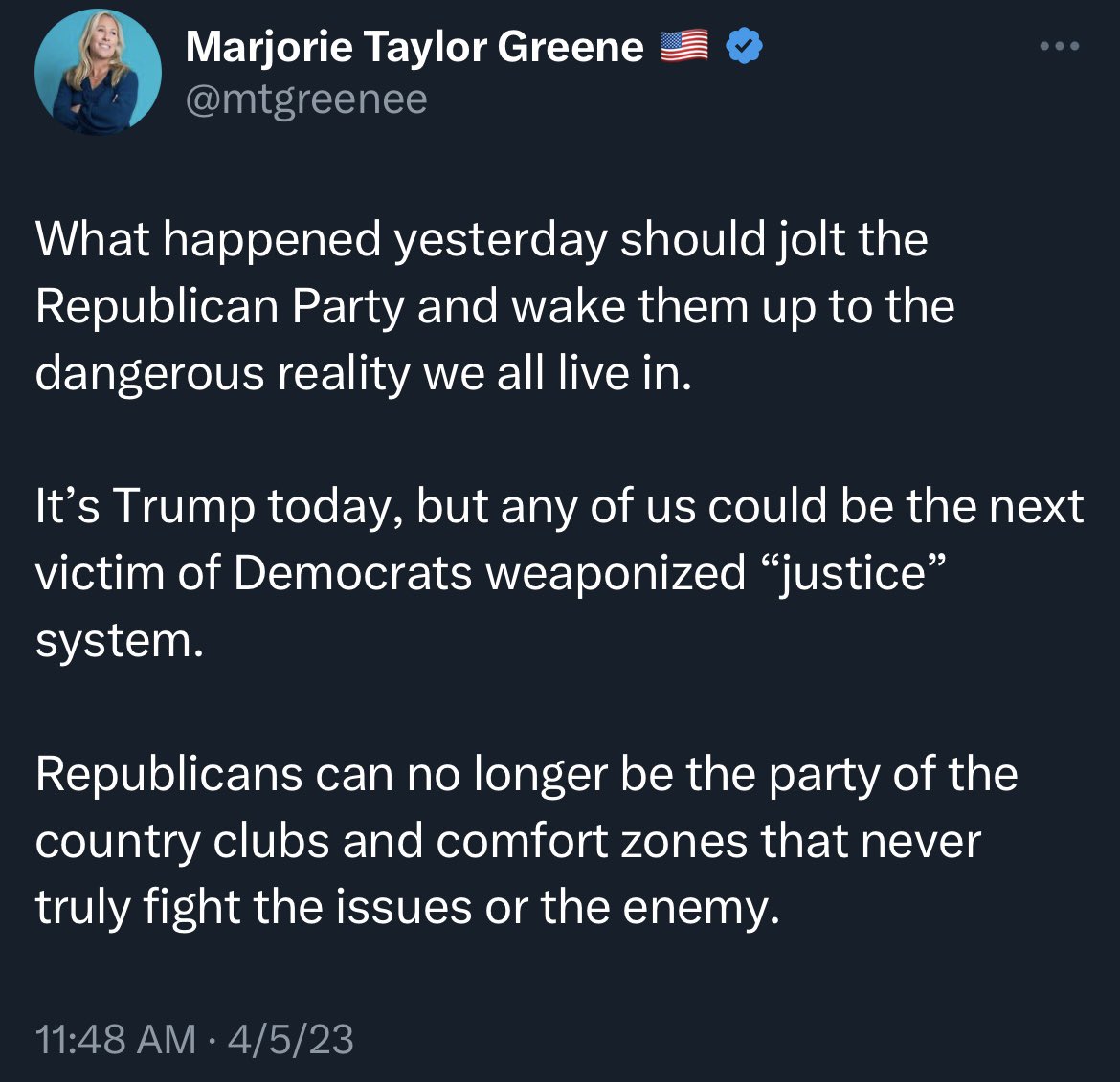 Maybe the rest of the party doesn’t want to go into 2024 with Marge Greene’s 29% national approval rating. We will see.