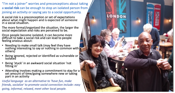 What stops older people who could benefit from  social connection from saying yes to formal groups &amp; activities? Join our free one-hour, UK-wide zoom workshops this April, focusing on practical strategies to address barriers to participation: eventbrite.co.uk/o/jo-stapleton…