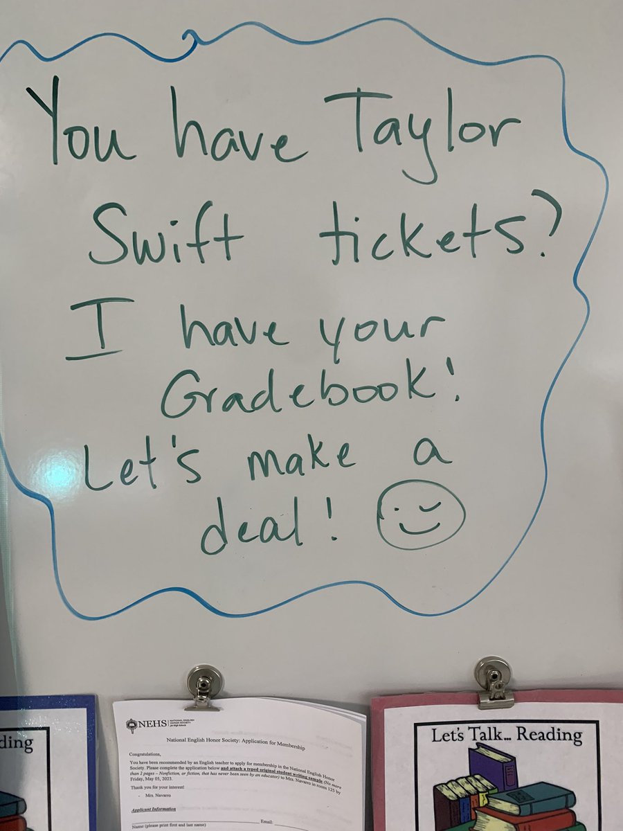 DebASierra's tweet photo. So far my students aren’t biting on this amazing deal #TaylorSwift #teacherlife https://t.co/vdtJ0I50Db