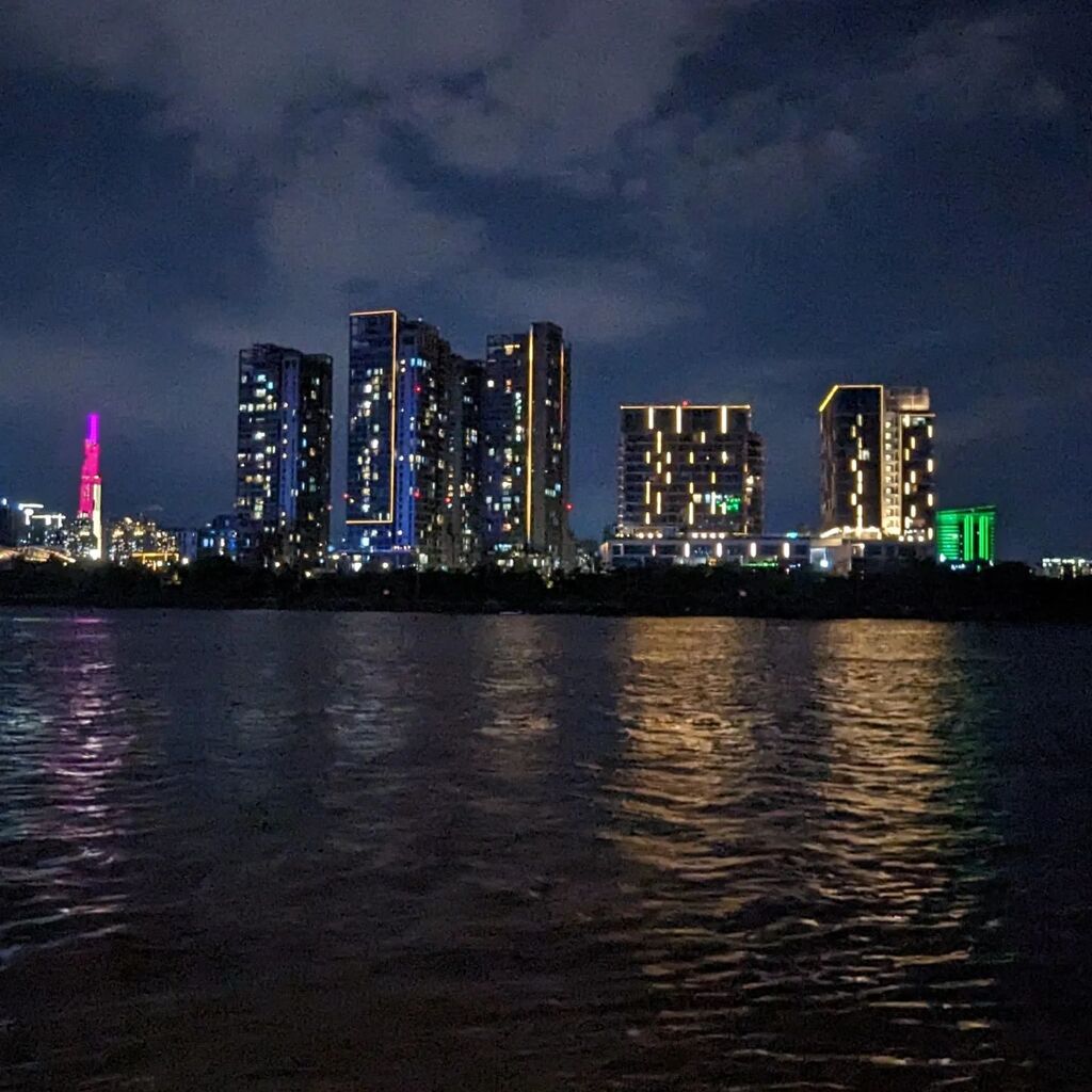momvacations's tweet photo. The striking Ho Chi Minh skyline seen from the deck of Indochine II, our classic river ship. Heading up the Mekong tomorrow! #wanderlust @croisieurope_official (kids under 16 sail free on many routes) #saigonbynight #mΓ©kong #springbreakideas https://t.co/LbToJCO0JO https://t.co/7pZFgJ8oq7