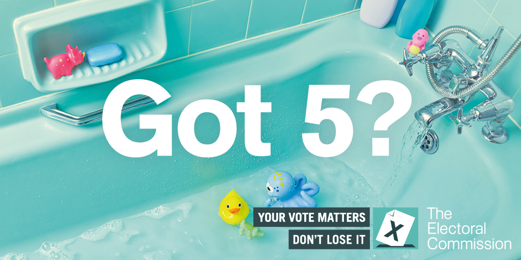 What are you waiting for?

Just 5 spare minutes, and you’re all set to have your say on the issues that matter to you.

So, what are you waiting for? Go to gov.uk/register-to-vo… now

#YourVoteMatters. Don’t lose it. #GetReadyToVote