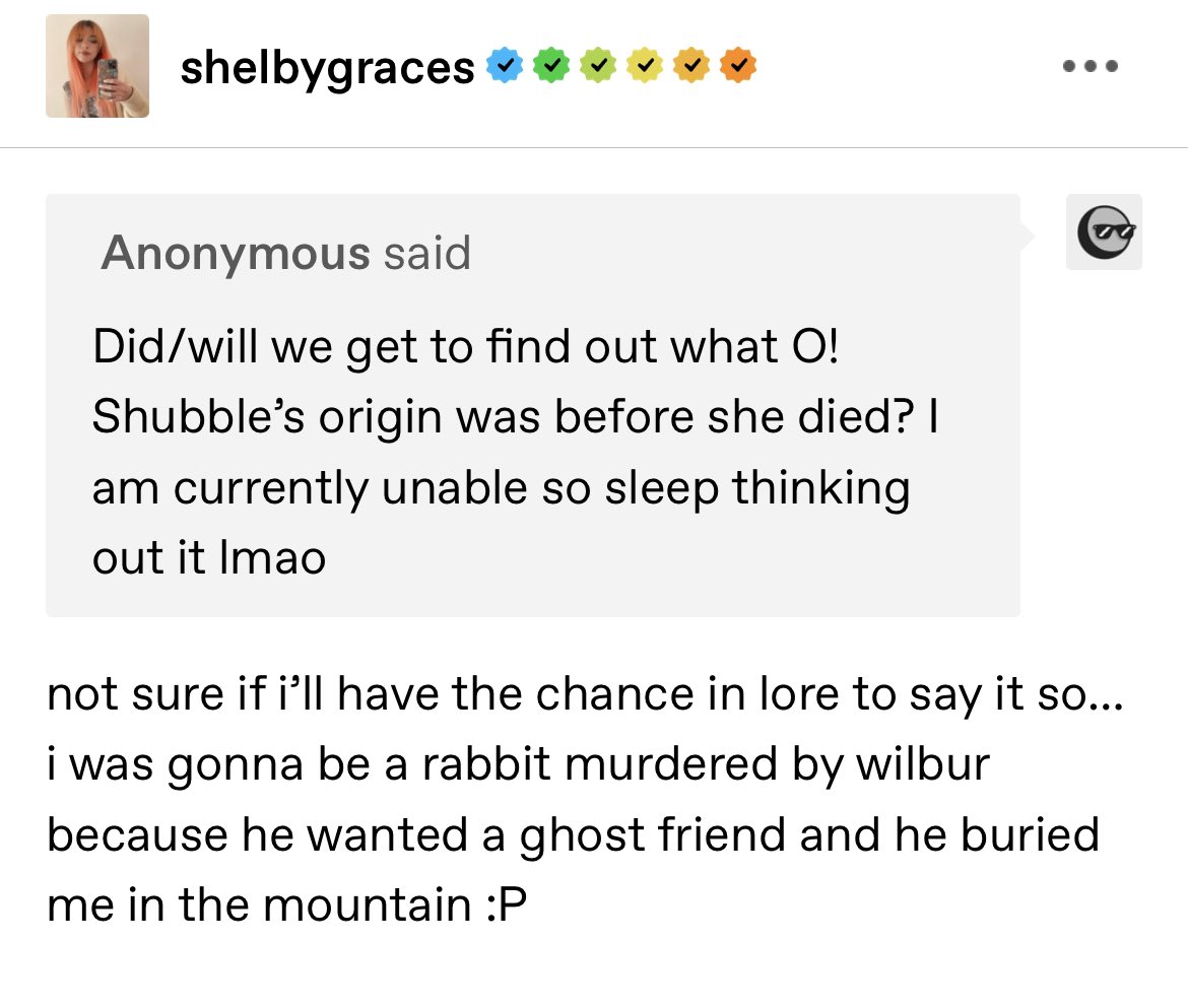 The fact that we never got more Origins SMP lore between Shelby and Wilbur literally haunts me