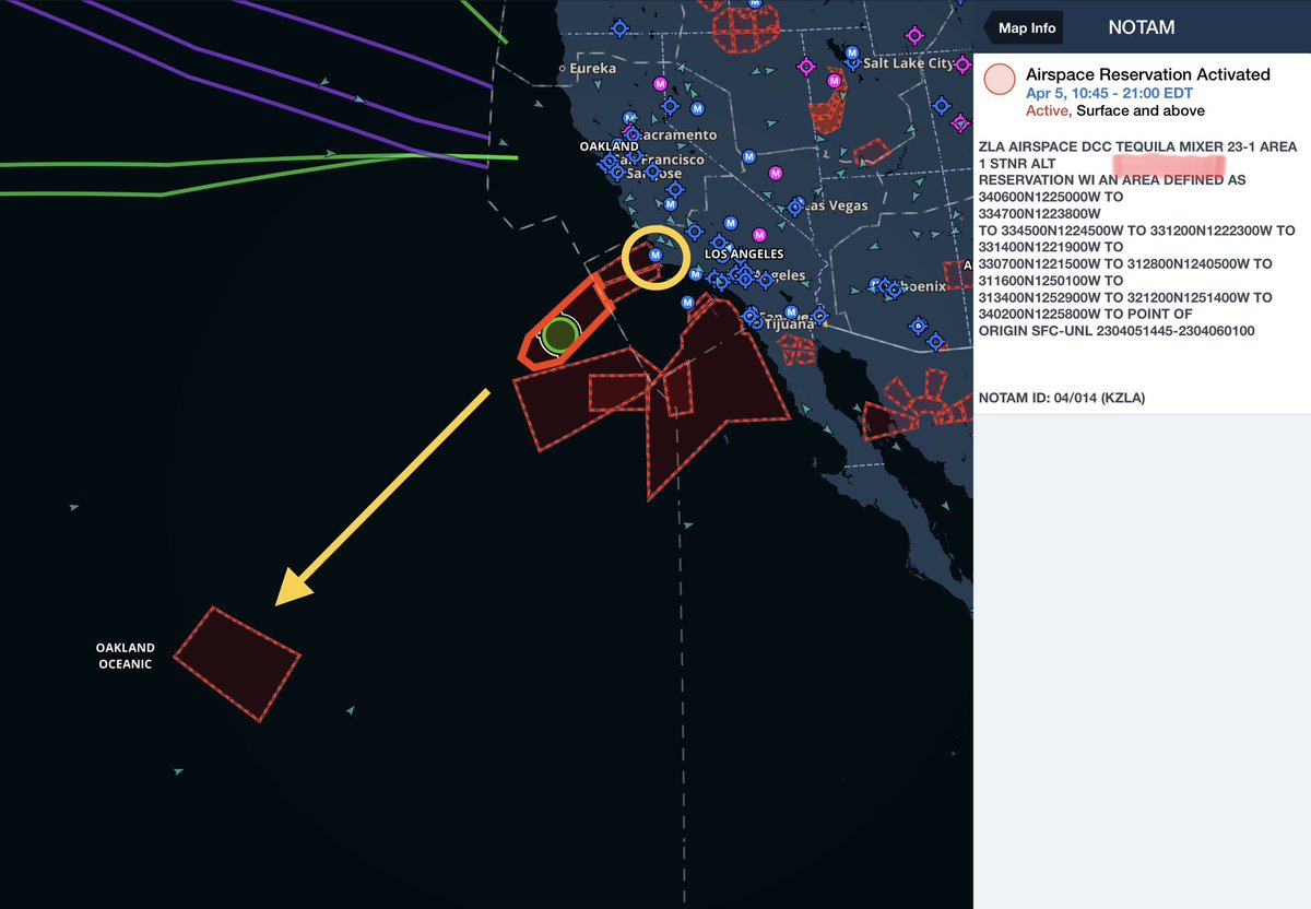 thenewarea51's tweet image. NOTAM - possible test launch out of Vandenberg AFB, California today with the reservation name: Tequila Mixer 🥃💃🕺🏻🚀