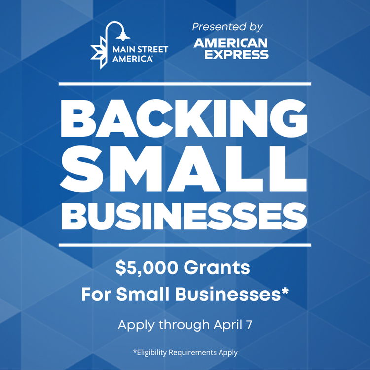 Apply for a Backing Small Businesses grant before the April 7 deadline! 

<a href="/AmericanExpress/">American Express</a> and <a href="/NatlMainStreet/">Main Street America</a> will award 350 small business grants of $5,000 to eligible businesses across the U.S. 

Learn more and apply: loom.ly/7kRJL4Y