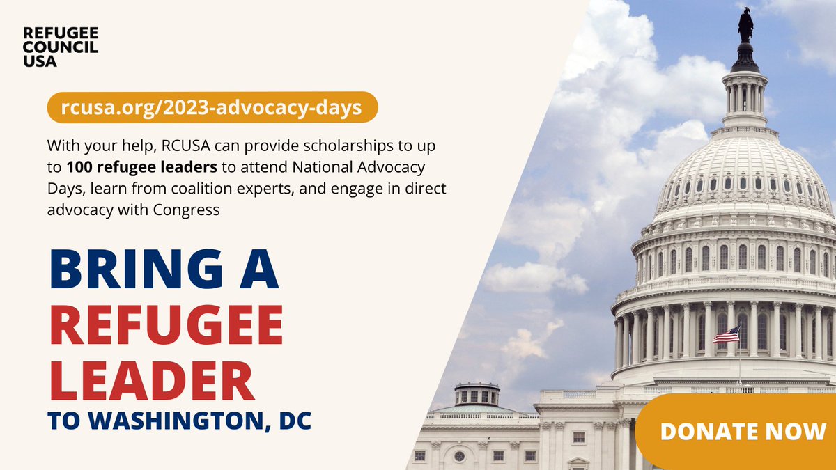 RCUSA_DC's tweet photo. RCUSA’s National Advocacy Days are just around the corner &amp; they’re looking to make participation for refugee leaders equitable &amp; accessible with scholarships to cover travel costs. Help make this possible and bring a refugee leader to DC  https://t.co/Q850k7qlbJ https://t.co/iRq5n7637W