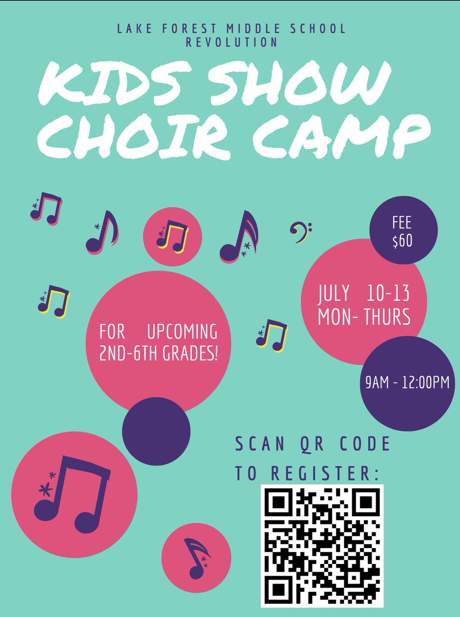 🎶Announcing: Kids Show Choir Summer Camp 2023 for all rising 2nd-6th graders! This camp is presented by <a href="/lfmsbruins/">Lake Forest Middle</a> music department! Come learn from the top show choir program in the state! <a href="/BradleySchools/">Bradley Co. Schools</a>
