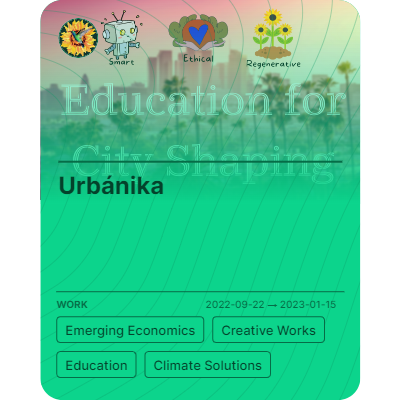 Urbanikalabs's tweet photo. Have you minted your @gitcoin @hypercerts?
If you supported Urbánika during the #AlphaRound you can claim an optimism NFT that associates to you the impact we've done so far.
So it is like a badge saying: I supported the making of Urbánika's course! https://t.co/VspJIkLoYA