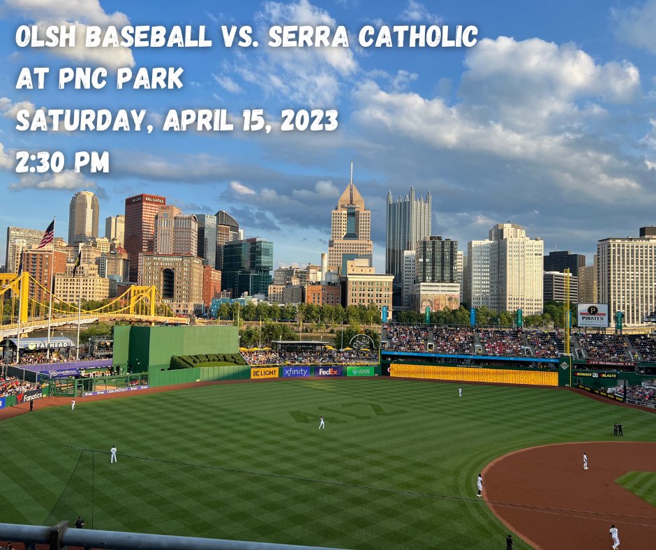OLSH_HighSchool's tweet image. OLSH Baseball is playing at PNC Park next Saturday! Watch the boys take on Serra Catholic at 2:30 pm. Admission to the game is FREE. 

For more information, visit: olshathletics.org/news/2023/4/4/…