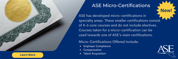 Check out ASE's new HR micro-certifications! ow.ly/OLQ350NxvGV

#hr #humanresources #microcertification