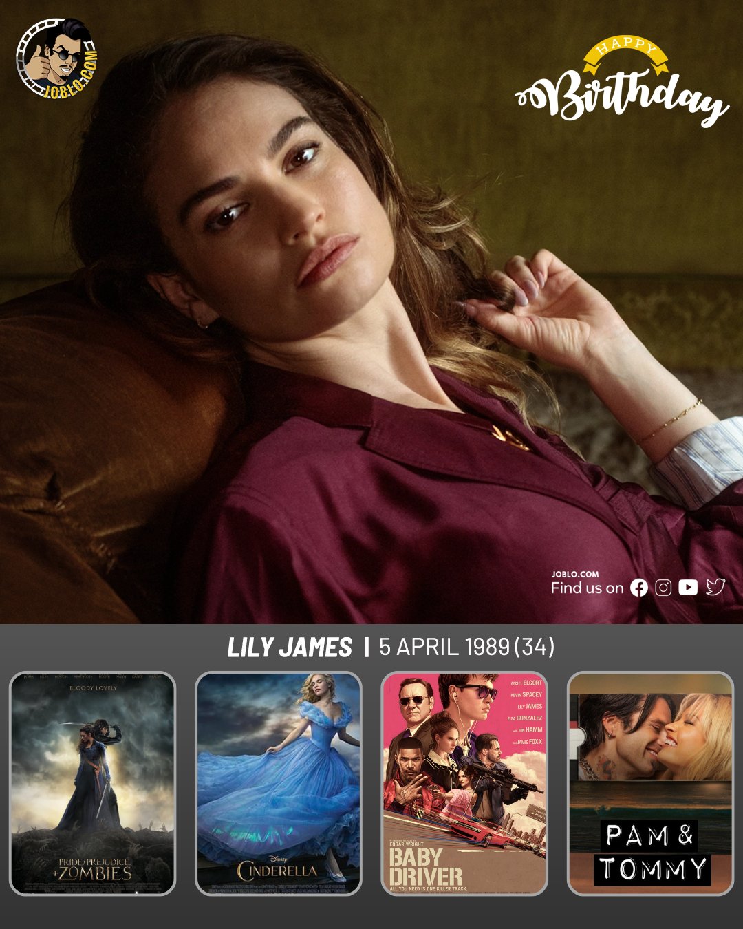 Happy birthday to Lily James, who turns 34 today!     