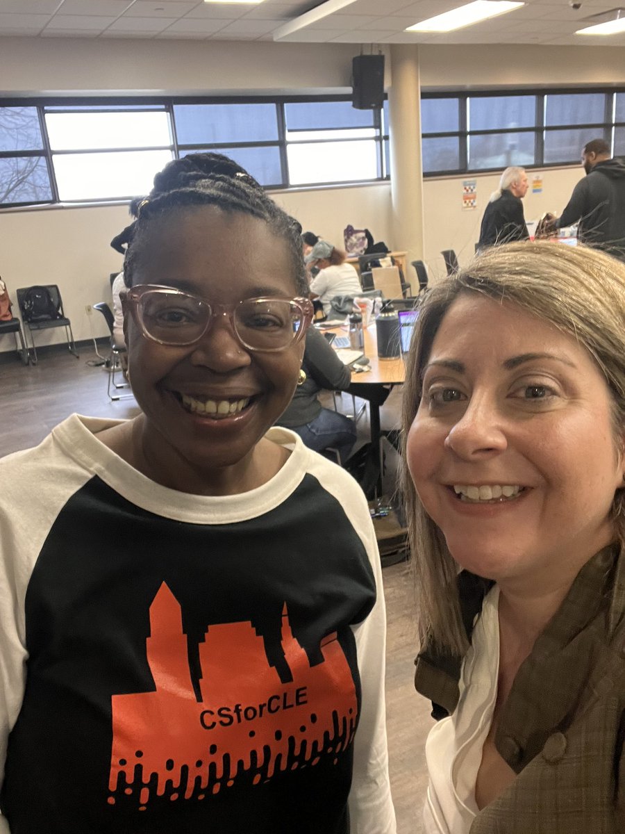 CS for CLE (@csforcle) on Twitter photo Crystal Franklin and Dr. Odom-Bartel sharing a quick selfie at Tri-C inbetween Teacher PD for MC2STEM High School. Themes “CS is Interdisciplinary!” And “Computational Thinking Helps Us All!”
<a href="/Dr_BeckyBartel/">Dr. Becky Bartel</a> <a href="/CLEMetroSchools/">Cleveland Metropolitan School District</a> <a href="/TriCedu/">Tri-C</a> <a href="/mc2stem/">MC2STEM GrassRoots</a> #CSforCLE #CSforALL #CSforOH Crystal Franklin and Dr. Odom-Bartel sharing a quick selfie at Tri-C inbetween Teacher PD for MC2STEM High School. Themes “CS is Interdisciplinary!” And “Computational Thinking Helps Us All!”
<a href="/Dr_BeckyBartel/">Dr. Becky Bartel</a> <a href="/CLEMetroSchools/">Cleveland Metropolitan School District</a> <a href="/TriCedu/">Tri-C</a> <a href="/mc2stem/">MC2STEM GrassRoots</a> #CSforCLE #CSforALL #CSforOH