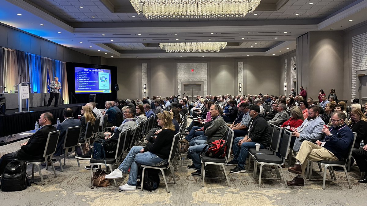 Truck_Research's tweet photo. It’s was a packed meeting room this morning as #ATRI President Rebecca Brewster discussed how to use ATRI’s data to improve #trucking safety and operations at ATA’s #SSHR23. #truckingresearch @ATRIPREZ https://t.co/O6jisJtVEK