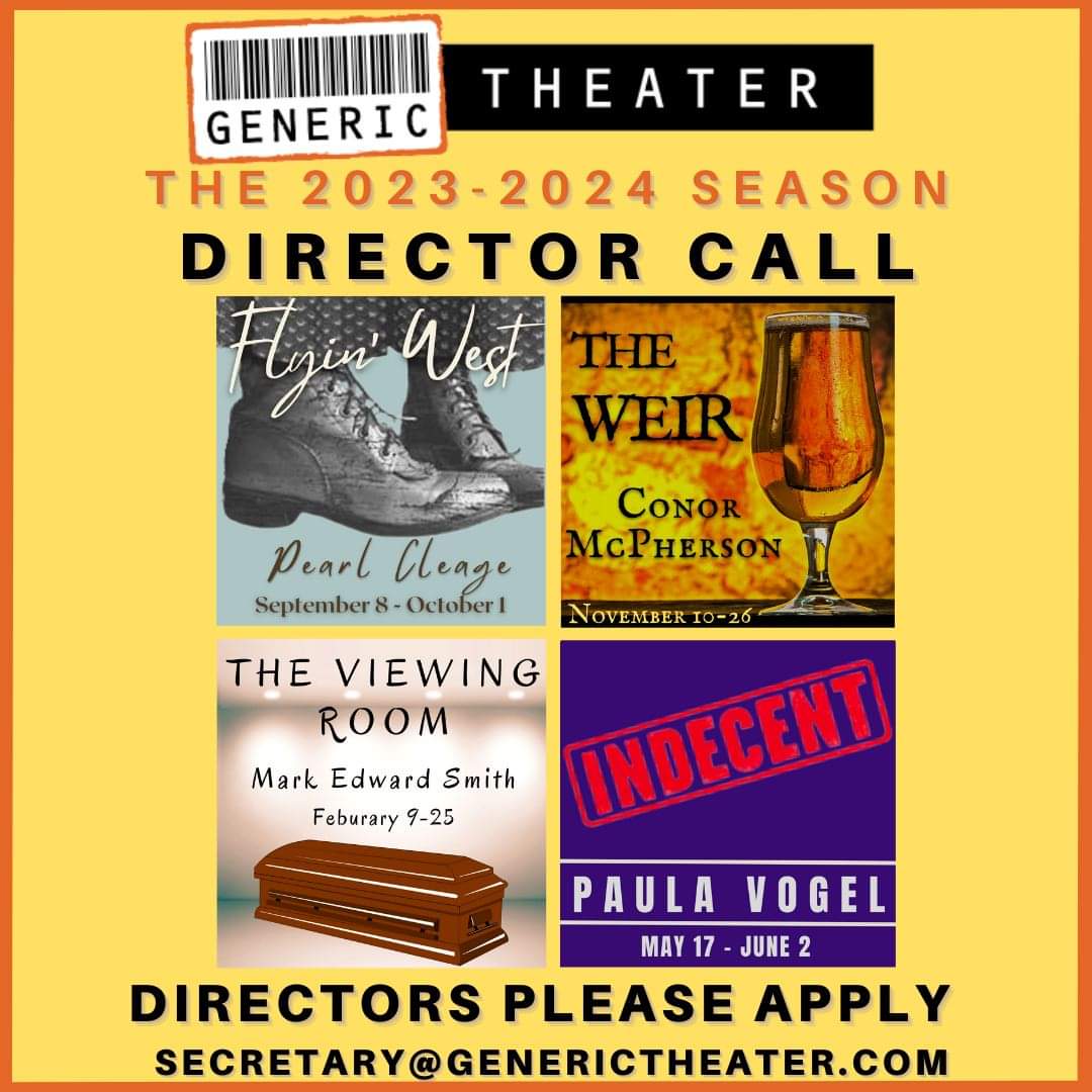 generictheater's tweet photo. Are you interested in directing at Generic Theater? 

Accepting Director Applications through April 30

Email: Secretary@GenericTheater.org 

More info here: https://t.co/pGOmJOdTvK

 #nfkva #theater #NFK #ChryslerHall #norfolkarts #IndecentPlay #theweir #flyinwest #viewingroom https://t.co/LipT2sUGKn