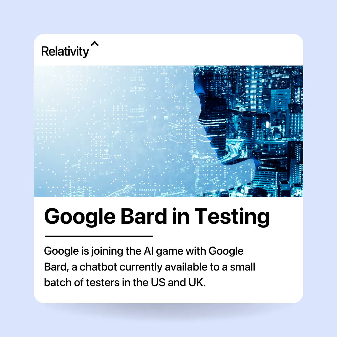 relativitytech's tweet image. Google is joining the AI game with Google Bard - will you join the waitlist to be among the first to use it?