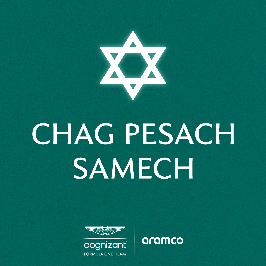 AstonMartinF1's tweet photo. Chag Pesach samech to all of our team members, partners, and fans who are part of the Jewish community. 💚

#Passover https://t.co/b4un3PUKF5