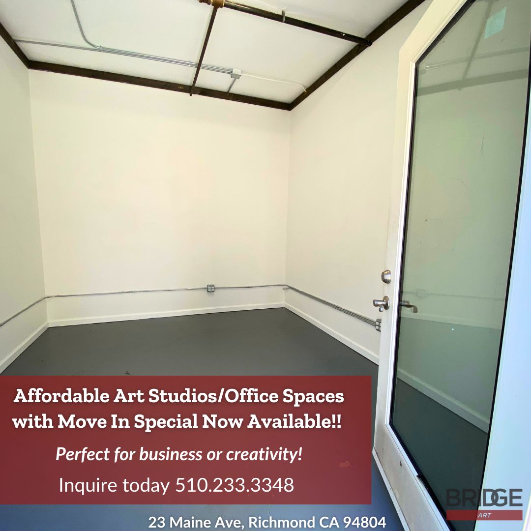 Unlock your potential in our newly available art studios and office spaces! Move-in now with our special offer and watch your creativity and productivity soar. Inquire today at 510.233.3348.

#onlyatbridge #bridgestorageartsandevents #richmondca #eastbayartists #officerental