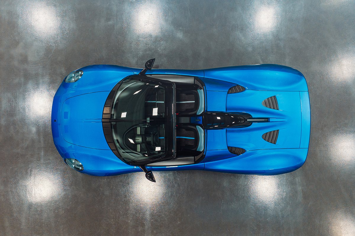 Open. Top. Fun. The T.33 Spider is here. View the full reveal at gordonmurrayautomotive.com #gordonmurrayautomotive #gordonmurray #gma #T33Spider #supercar #engineering #t33 #spider #art #automotive #car #savethemanuals #launch #tuesday #V12 #blue