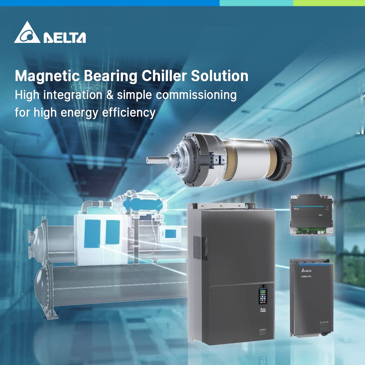 Revolutionize your chiller system with Delta's Magnetic Bearing Chiller Solution! Simplify maintenance, save costs, and enjoy enhanced efficiency and lifespan with its magnetic centrifugal compressor. Watch the video to learn more! bit.ly/Delta-MBC

#industryautomation