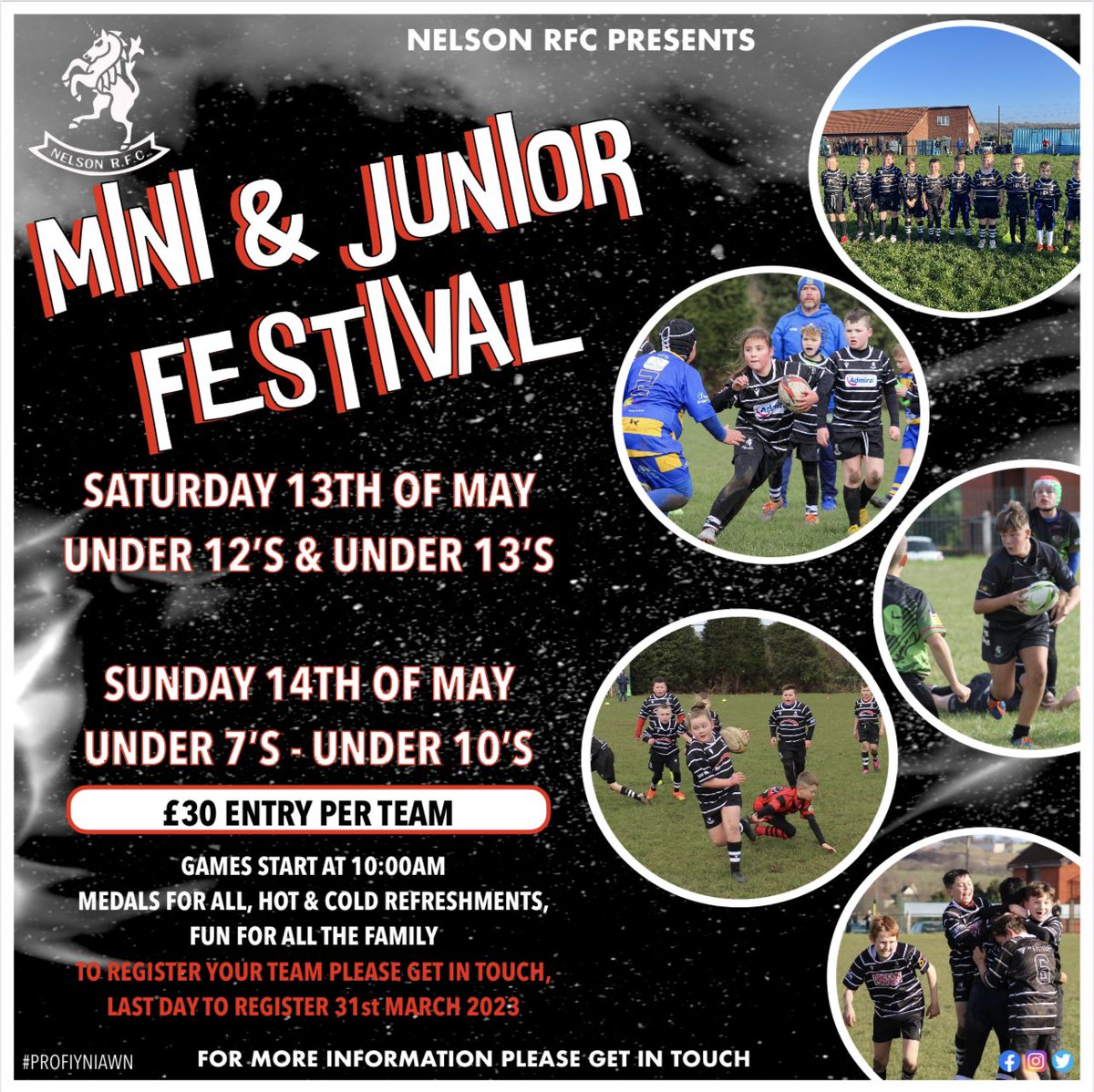 Nelson RFC Mini & Juniors (@nelsonrfcmj) on Twitter photo Festival season is nearly upon us 🤩
In May we have not 1, but 2 festivals & we cannot wait to welcome U7-13’s teams from all over to <a href="/Nelsonrfc/">Nelson RFC 🦄</a>
U7 - 5 spaces
U8 - 6 spaces
U9 - 1 space
U10 - 2 spaces
U12 - 2 spaces
U13 - 4 spaces
Drop us a DM if your interested 🏉 Festival season is nearly upon us 🤩
In May we have not 1, but 2 festivals & we cannot wait to welcome U7-13’s teams from all over to <a href="/Nelsonrfc/">Nelson RFC 🦄</a>
U7 - 5 spaces
U8 - 6 spaces
U9 - 1 space
U10 - 2 spaces
U12 - 2 spaces
U13 - 4 spaces
Drop us a DM if your interested 🏉