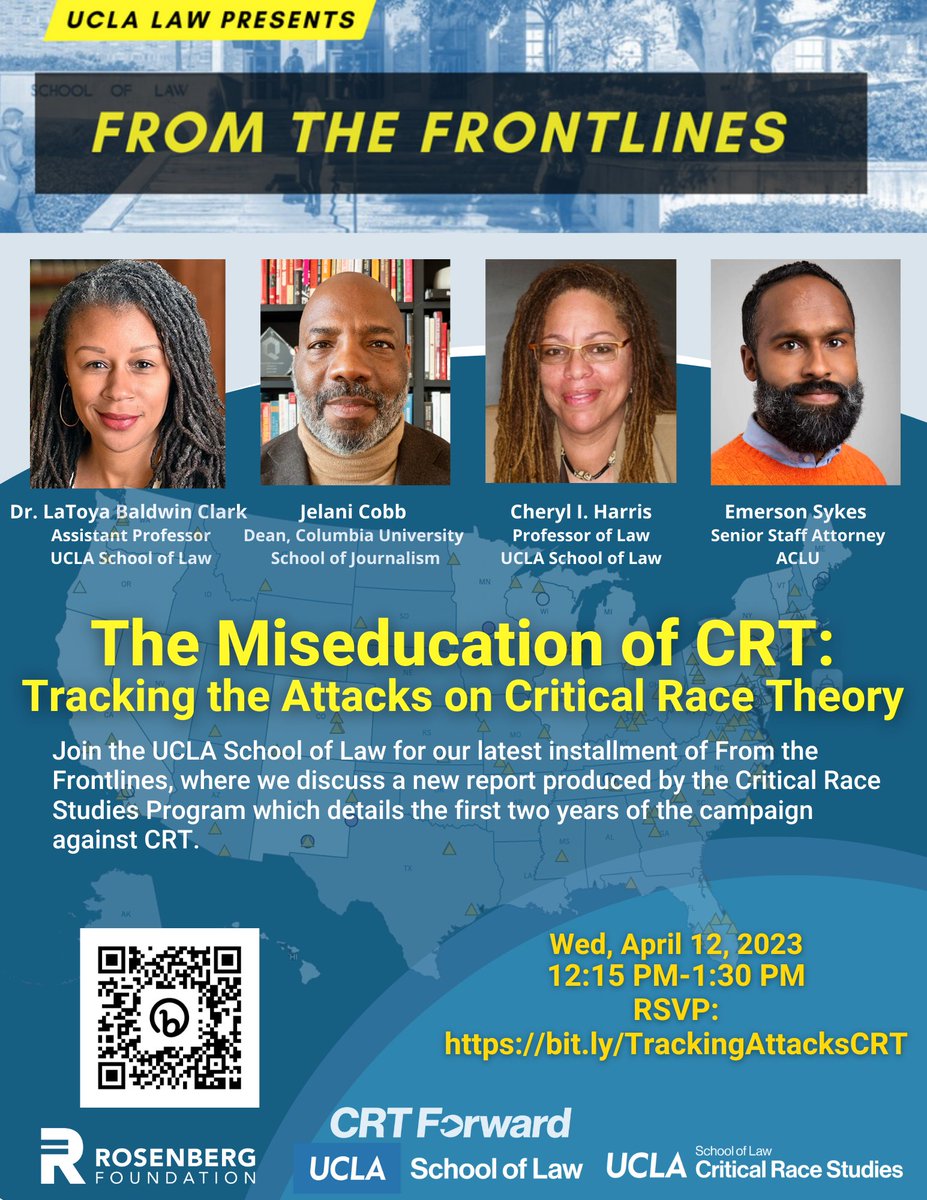 NEXT WEEK: Join the discussion with <a href="/DrMamaEsq/">LaToya Baldwin Clark</a>, <a href="/jelani9/">jelani cobb</a>, Cheryl I. Harris, and <a href="/emersonsjsykes/">Emerson Sykes</a>!

We will also share findings from the inaugural report of our #CRTForward initiative.

Register today! ⬇️
bit.ly/TrackingAttack…