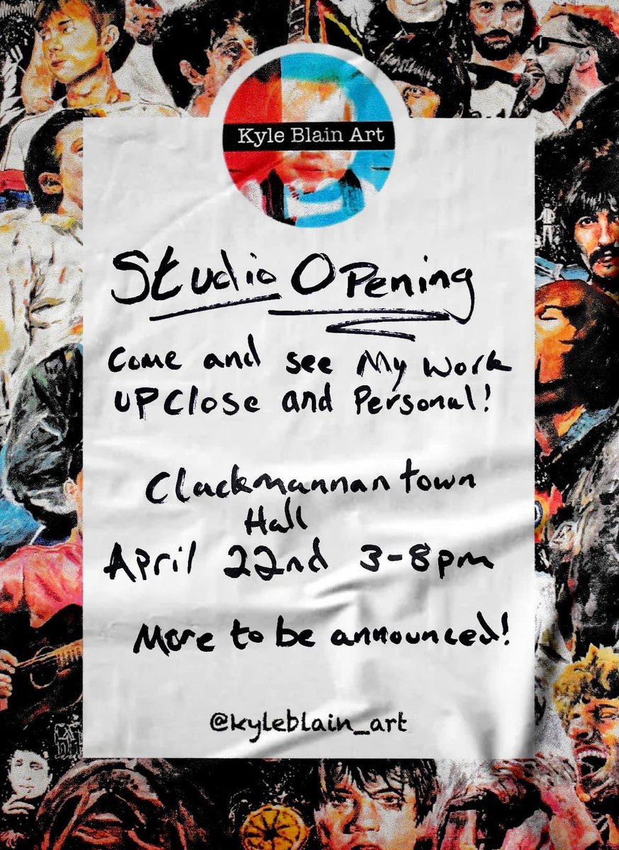 nblain's tweet photo. Have you ever fancied seeing @kyleblain_art work up close and personal? 🤔
Seriously the photos don’t do his painting justice! 
Well nows your chance pop along to his studio open day! 
April 22nd 3pm-8pm at Clackmannan Town Hall

@LA_achievements @CentralFMNews https://t.co/1ZqoGJgMNv
