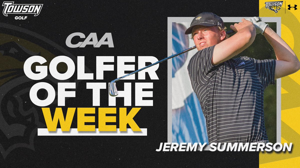 Towson_MGOLF's tweet photo. After his performance at the Southern Invitational, Jeremy Summerson was named CAA Golfer of the Week!🐯

📰: https://t.co/Jp4UAtOD1W

#UnitedWeRoar x #GohTigers x #ncaagolf https://t.co/rwfoLX5LkG