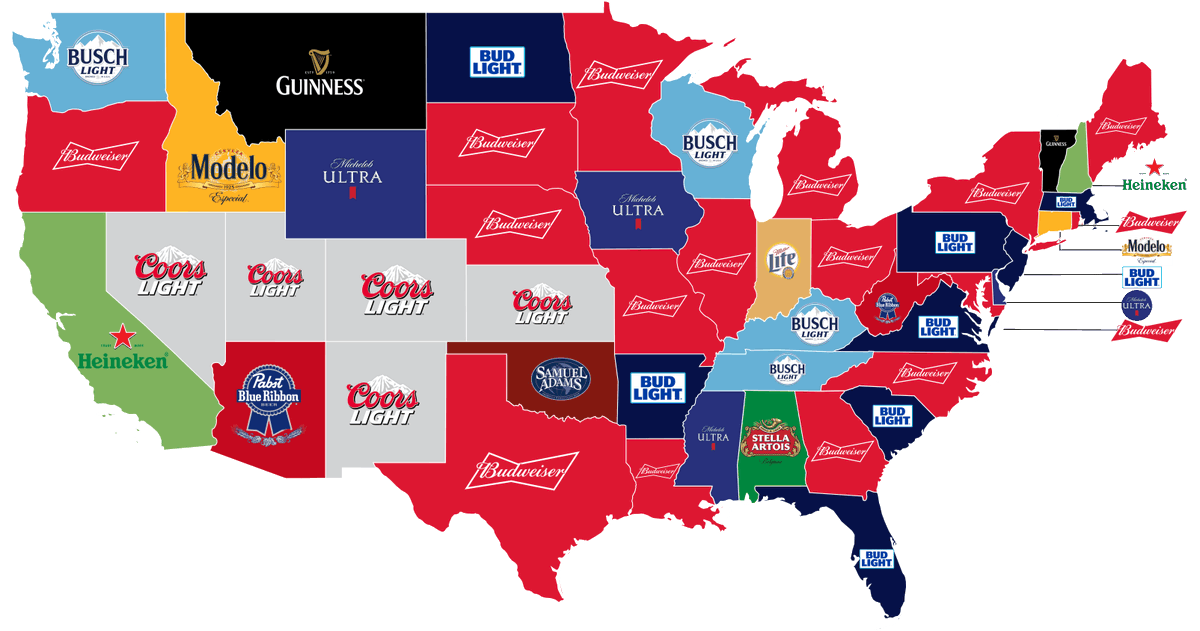 Marc on Twitter "Most popular beer by state according a a PR agency
