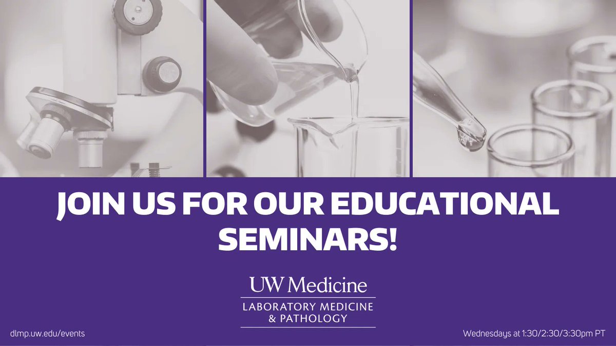 Join us for our educational seminar series where we present a variety of topics in anatomical and clinical #pathology. 🧪🧫🔬

Wednesdays at 1:30pm/2:30pm/3:30pm PT. 

Free &amp; open to all. For details, visit buff.ly/3ESEasq

#PathTwitter #MedTwitter #MedEd
