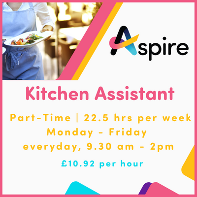 Recruiting Now | Kitchen Assistant, Clifton. 
Working Mon-Fri, 9.30am - 2pm this is an ideal job to coincide with childcare commitments or evening studies/work. To find out more, and to apply, please visit iamaspire.org.uk/aspirejobs
#salford #jobs #socialcare #recruitment