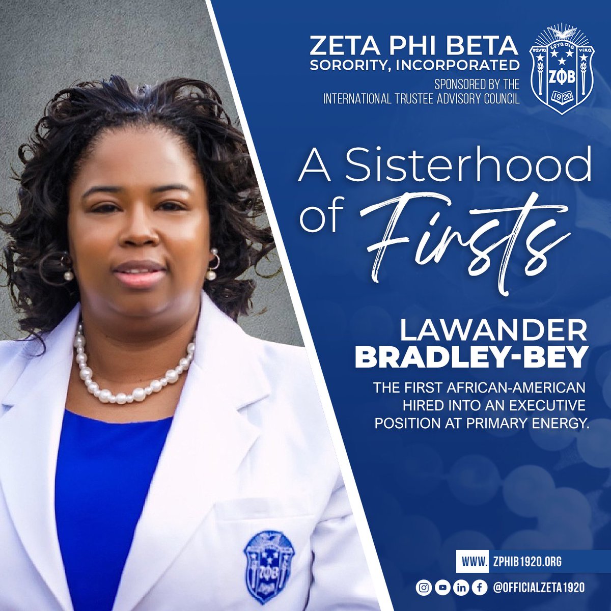 ZPhiBInc1920's tweet photo. Lawander Bradley-Bey was the first African-American hired into an Executive position at Primary Energy. Bradley-Bey has been with Primary Energy since 2014 as Director of Business and Administration. #ZetaPhiBeta #ZPhiB1920 #ZPhiB #Service #SisterhoodOfFirsts https://t.co/dyITxivAKq