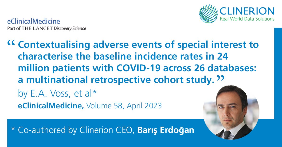 Clinerion's tweet photo. How can incidence of adverse events in COVID-19 patients  be characterized? Clinerion co-authored a multinational retrospective cohort study which has just been published in eClinicalMedicine.
Read the paper: https://t.co/mYjj27Od9i
#COVID19 #adversevents #retrospectivestudy #rwd https://t.co/6v12cJ6cOi