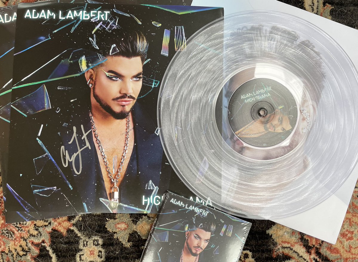 Hallelujah, my <a href="/adamlambert/">ADAM LAMBERT</a>  autographed, clear vinyl #HighDrama and cd finally arrived.
