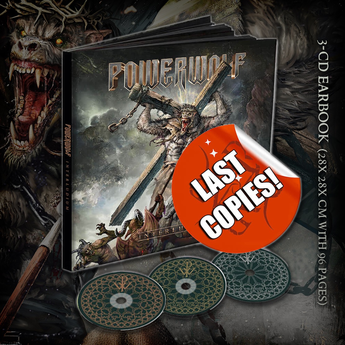 powerwolfband's tweet photo. After several sold out versions, there are now also only a few copies of the strictly limited earbook edition of "Interludium" left! If you want to have one of these beautiful collector's editions with 96 pages and 3 CDs, you should hurry up! #powerwolf #interludium https://t.co/TRrU7xdjpm