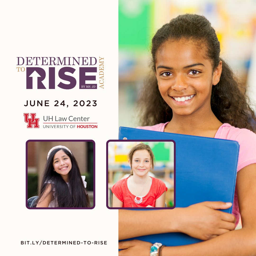Encourage your daughter to explore the opportunities of a career in law ⚖️ Registration is now open for Determined to Rise Academy, taking place in-person on June 24th @UHLAW. 

Visit bit.ly/determined-to-… to view the agenda and sign up your daughter now. 
#determinedtorise