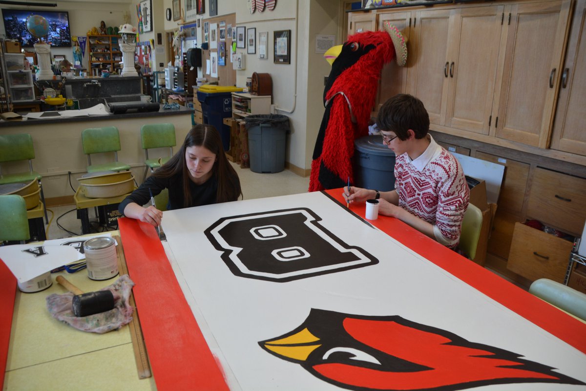 Designed, created, and painted by BA high school shop and art students and installed over spring break, BA athletes have been enjoying the newly designed weight room platforms. GO, CARDINALS!! #CARDS #CardinalPride