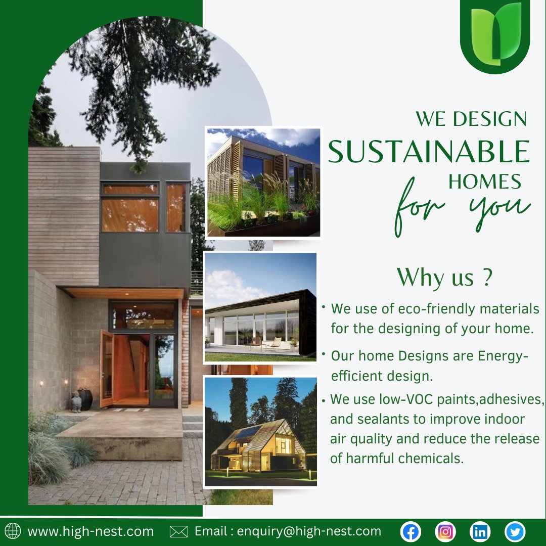 Why choose us!?
Here's why...🌿🌿

For free consultation: high-nest.com 

✉️ enquiry@high-nest.com

#SaveEarth 
#Sustainability #ecofriendlydesign #architects #quotes #greenquotes #SustainableDevelopment #perfectsolution #sustainablelifestyles #whyus