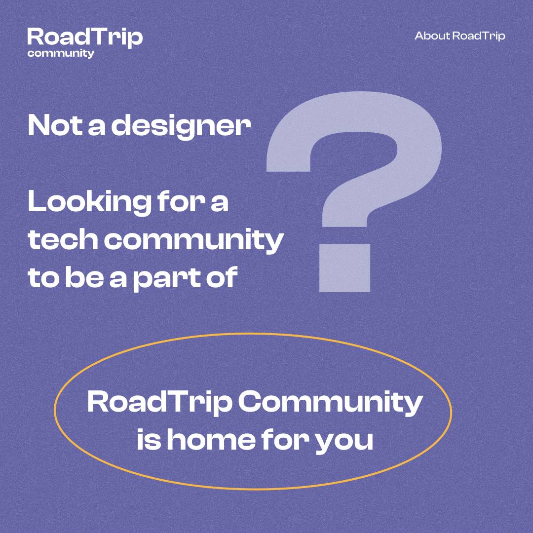 roadtripcomm's tweet photo. Unlike what you and a number of people have thought, Roadtrip is not a community of JUST designers.

If you're not a designer and you've always hoped to be a part of this community, then, you can be rest assured that it is a home for you too. https://t.co/c8EdCjL32v