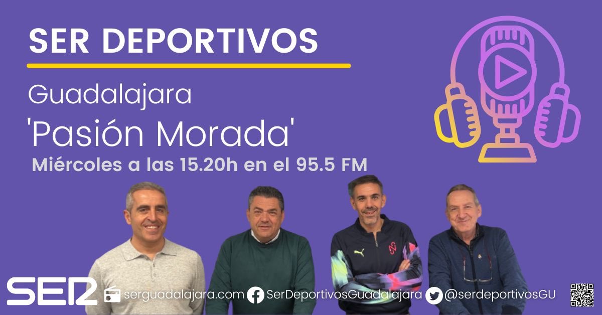 🎙️📻
#SerDeportivosGuadalajara 
Programa Miércoles (05/04/2023) 

Noticias del día, agenda y la 
🤔Tertulia Pasión Morada🤔
🎙️<a href="/EsquiviasLainez/">Jose esquivias lainez</a> <a href="/JAMontes3/">J. A. Montes</a> <a href="/SrCuevas1974/">Sr. Cuevas 💜🤍💜</a> y <a href="/FjeaFjescamilla/">FJEA</a> 

⏯️🎧cadenaser.com/audio/ser_guad… vía <a href="/SerGuadalajara/">SER Guadalajara</a>
