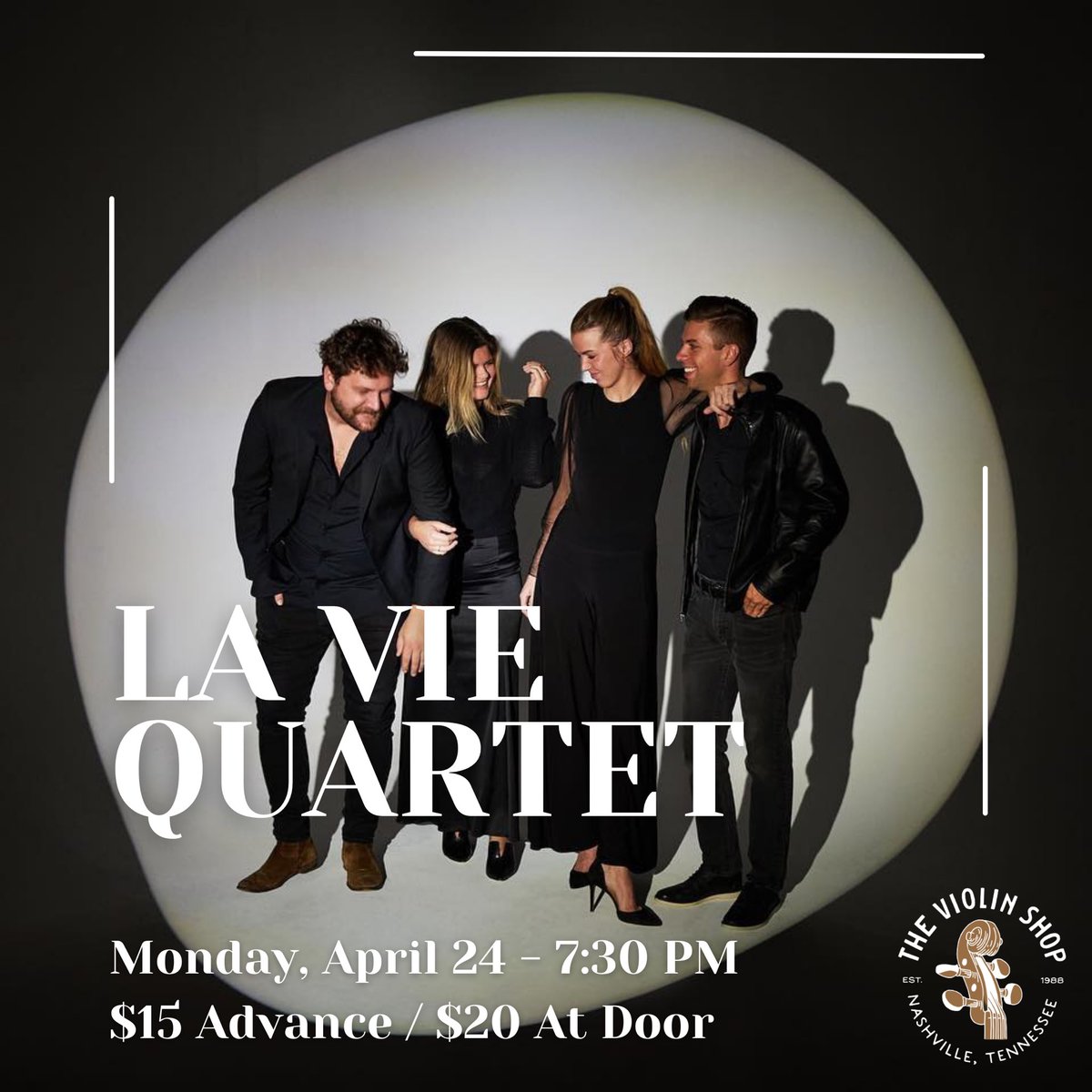We are so excited to have La Vie Quartet live at The Violin Shop this month!

Tickets available now in shop or at theviolinshop.com/shop/la-vie-qu…
