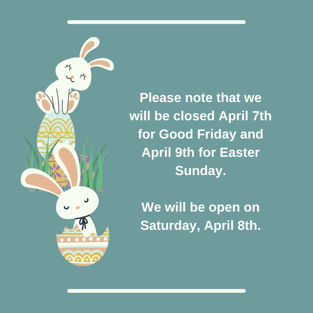 Please note that the Library will be closed on both Friday and Sunday this week. We will be open on Saturday, April 8th.