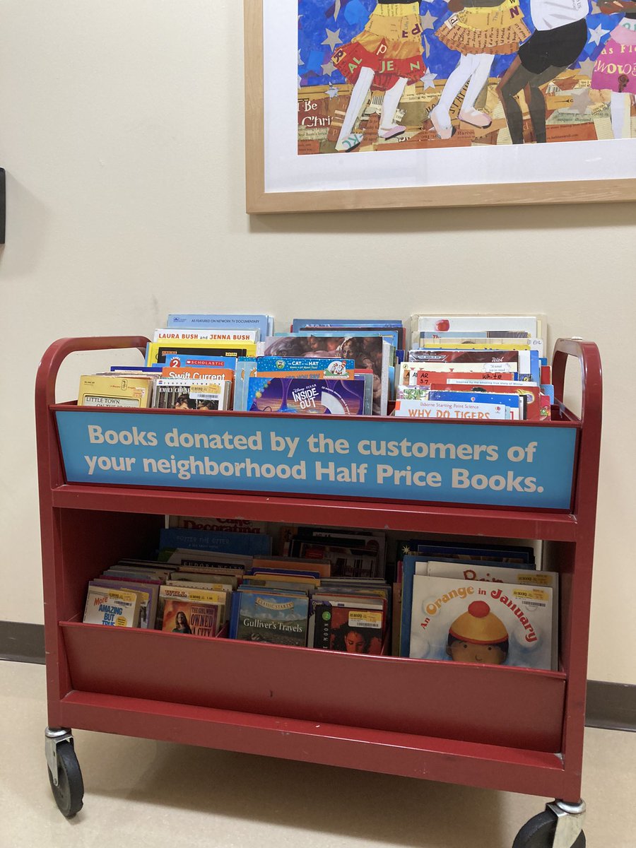 nancypedi's tweet photo. Our clinic patients @childrens love to visit our half pint  library! Thank you @halfpricebooks for your generous donation! https://t.co/0y3MT6vgxV