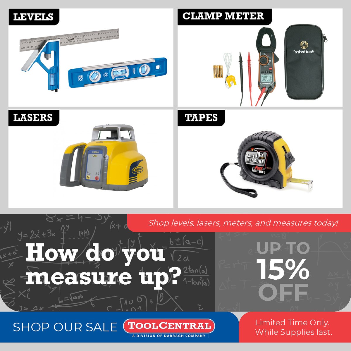 toolcentral's tweet photo. How do you measure up? Shop levels, lasers, meters, and measures today at https://t.co/SCXIByBZPd!

#ToolCentral #Construction #DIY #Tools #ClampMeters #Lasers #TapeMeasures https://t.co/0pz2NvQpKv