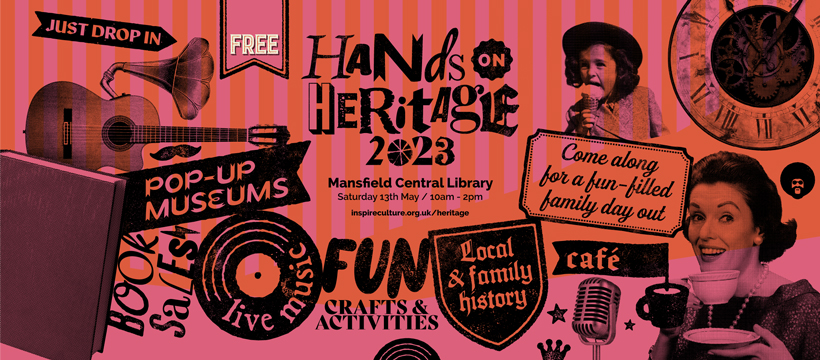Our popular FREE history event is back for 2023! 🤩 Hands On Heritage day on 13 May 10am - 2pm at Mansfield Central Library will bring hands-on history for all the family, with fun activities, attractions and live music.

Just drop in!

More info: bit.ly/3UeFnky